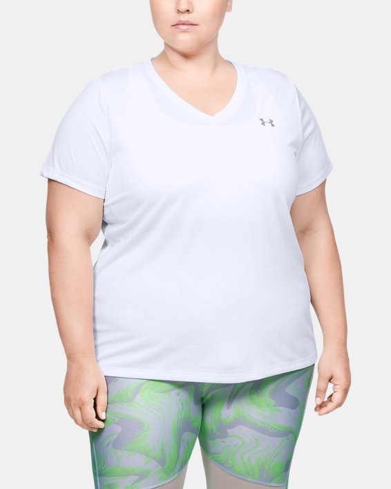 ρουχα για τρεξιμο Under Armour UA Tech™ V-Neck γυναικεια ασπρα / μεταλλικός ασημι | hAsyt5Vl673