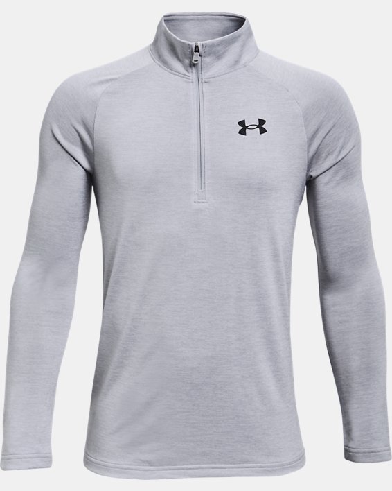 ρουχα για τρεξιμο Under Armour UA Tech™ 2.0 ½ Zip για αγορια γκρι μαυρα | oT4vJsFseBT