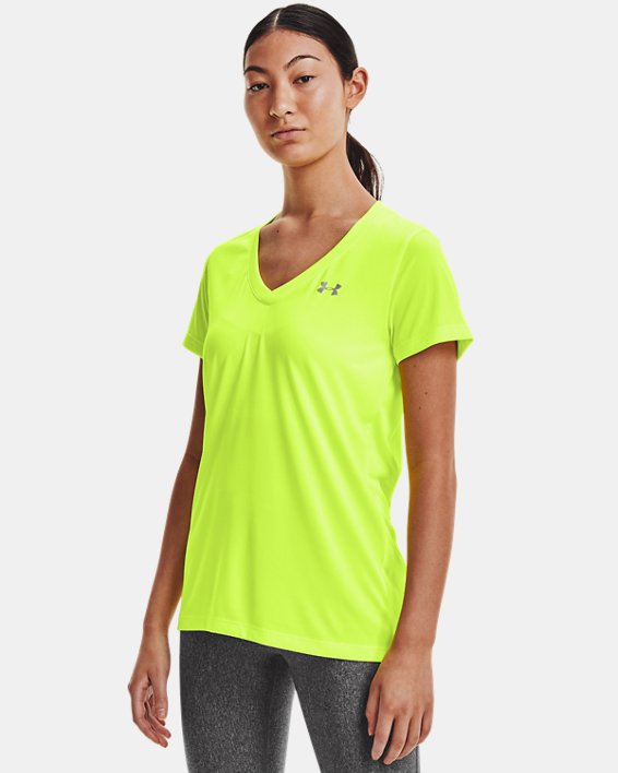 ρουχα για τρεξιμο Under Armour UA Tech™ V-Neck γυναικεια κίτρινα / μεταλλικός ασημι | uiaqsIMTpDf