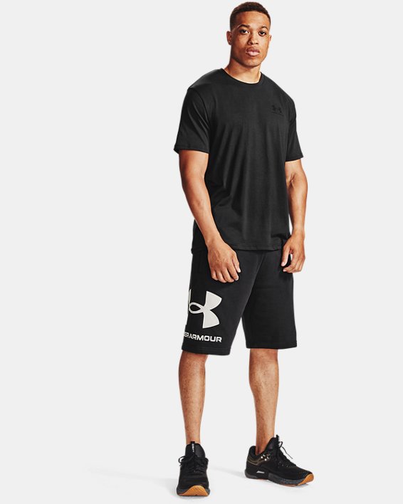 σορτσ Under Armour UA Rival Fleece Big Logo ανδρικα μαυρα / μαυρα ασπρα | 5s4GPsf4ab8