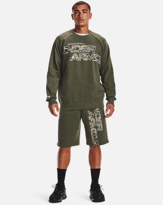 σορτσ Under Armour UA Rival Fleece Camo Script ανδρικα μπλε πρασινο / μαυρα ασπρα | BsIDanjYncb