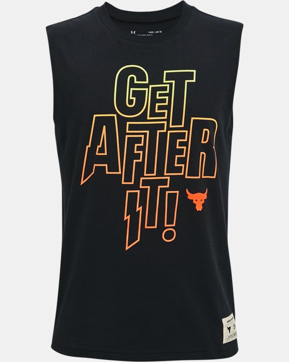 φανελακια για τρεξιμο Under Armour Project Rock Get After για αγορια μαυρα / πορτοκαλι | blncyz4AowA
