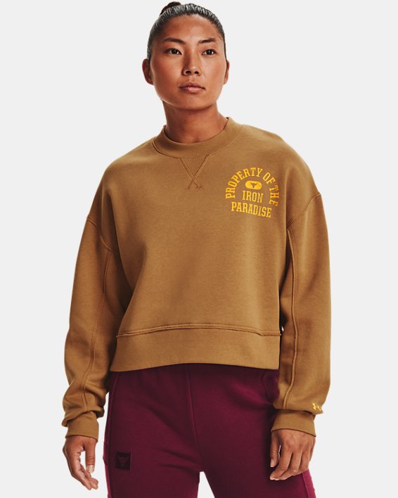 φουτερ Under Armour Project Rock Fleece LC Crew γυναικεια χρυσο χρωμα | 71cK2QEu714