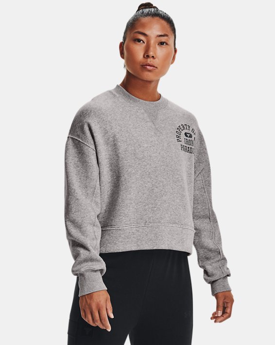 φουτερ Under Armour Project Rock Fleece LC Crew γυναικεια γκρι / μαυρα | a7XPWArbBVq