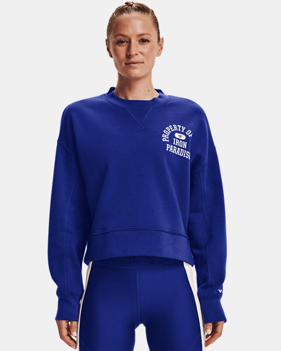 φουτερ Under Armour Project Rock Fleece LC Crew γυναικεια μπλε ρουά / μαυρα ασπρα | iKYASl7Rzeh
