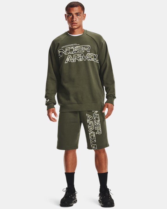 φουτερ Under Armour UA Rival Fleece Camo Script Crew ανδρικα μπλε πρασινο / μαυρα ασπρα | 2IQ3GOT3iu