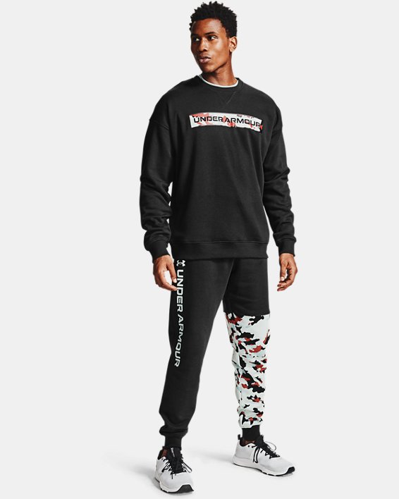 φουτερ Under Armour UA Rival Fleece Camo Wordmark Crew ανδρικα μαυρα | iN9n1fPNhVt