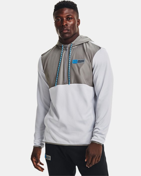φουτερ με κουκουλα Under Armour Armour Fleece® Storm ½ Zip ανδρικα γκρι / μπλε | LbbaEYTZevA