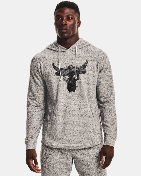 φουτερ με κουκουλα Under Armour Project Rock Terry ανδρικα μαυρα ασπρα / μαυρα | Keavd9qzv6U