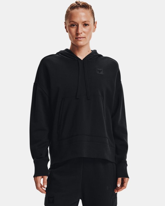 φουτερ με κουκουλα Under Armour Project Rock Fleece γυναικεια μαυρα | V8lBcENeWNp