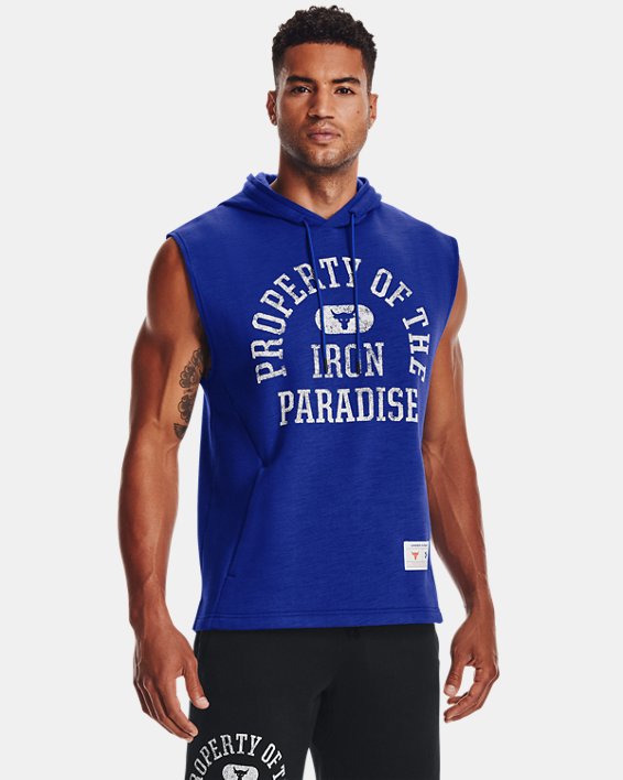 φουτερ με κουκουλα Under Armour Project Rock Charged βαμβακερα® Fleece αμανικα ανδρικα μπλε ρουά / γ