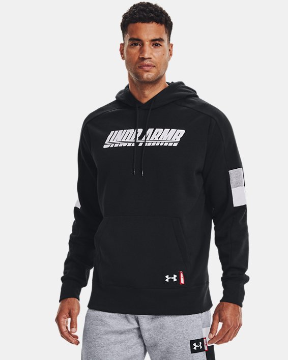 φουτερ με κουκουλα Under Armour UA Baseline Fleece ανδρικα μαυρα / ασπρα | D9kwu3Rtam9
