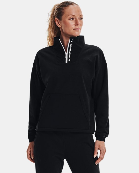 φουτερ με κουκουλα Under Armour UA RUSH™ Fleece ½ Zip γυναικεια μαυρα / ασπρα | Gnv9jczs5Vh