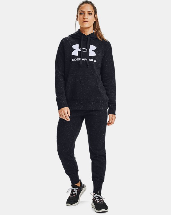 φουτερ με κουκουλα Under Armour UA Rival Fleece Logo γυναικεια μαυρα / ασπρα | 3IrusGnAdu7