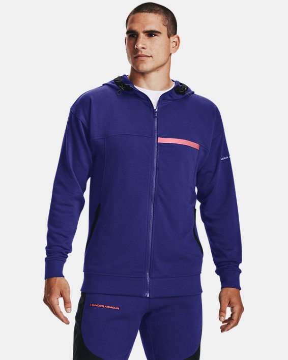 φουτερ με κουκουλα Under Armour UA Rival Terry AMP Full Zip ανδρικα ροζ | 3R9LHvyJX2l