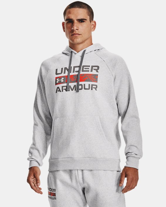 φουτερ με κουκουλα Under Armour UA Rival Fleece Signature Box ανδρικα γκρι γκρι | 79cnkxRQAlQ