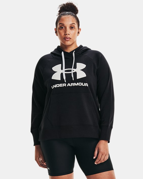 φουτερ με κουκουλα Under Armour UA Rival Fleece Logo γυναικεια μαυρα / ασπρα | BCvNZdoJbzJ