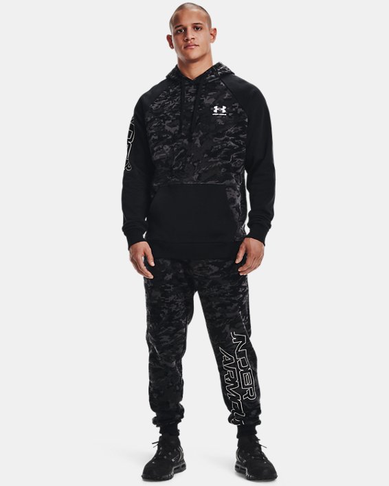 φουτερ με κουκουλα Under Armour UA Rival Fleece Camo Script ανδρικα μαυρα / μαυρα ασπρα | GlwfvKKAsS