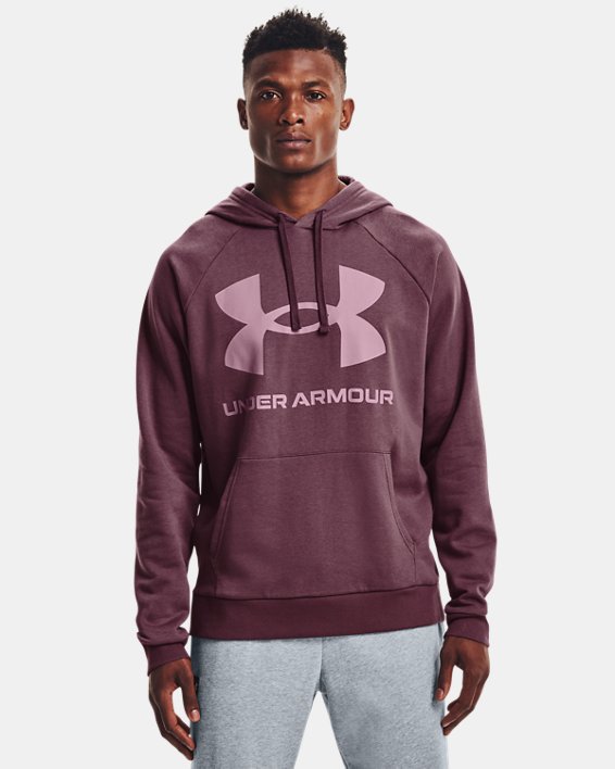 φουτερ με κουκουλα Under Armour UA Rival Fleece Big Logo ανδρικα γκρι μωβ / μωβ ροζ | HZxGyfkBOrQ