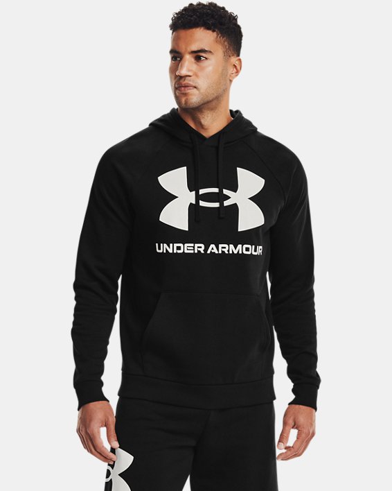 φουτερ με κουκουλα Under Armour UA Rival Fleece Big Logo ανδρικα μαυρα / μαυρα ασπρα | KpFAV7LKNpK