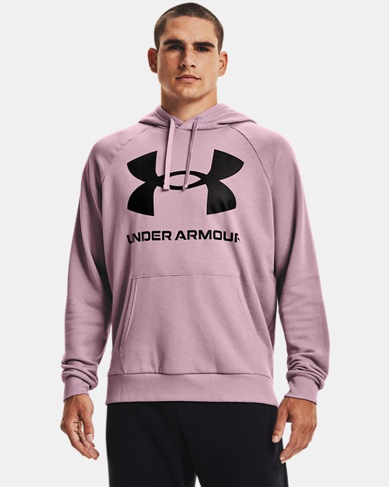 φουτερ με κουκουλα Under Armour UA Rival Fleece Big Logo ανδρικα μωβ ροζ / μαυρα | PFjE2HyPNlp