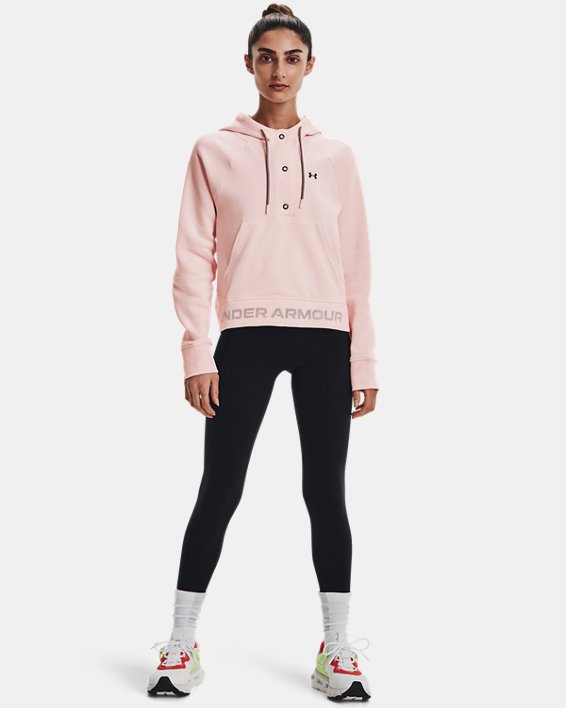 φουτερ με κουκουλα Under Armour UA Rival Fleece Mesh γυναικεια ροζ / μαυρα | SbMO417wTmz