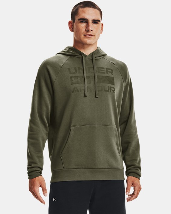φουτερ με κουκουλα Under Armour UA Rival Fleece Signature Box ανδρικα μπλε πρασινο | WOcHzcnYgeL