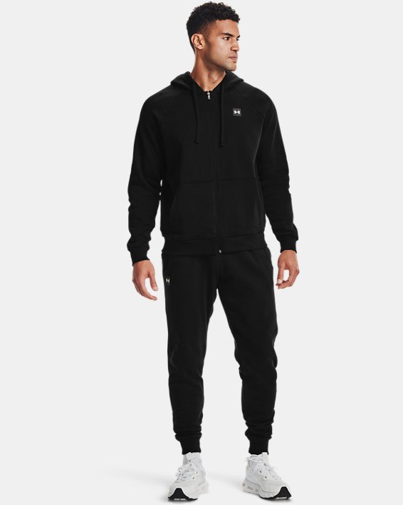 φουτερ με κουκουλα Under Armour UA Rival Fleece Full Zip ανδρικα μαυρα / μαυρα ασπρα | XBMfLqsjmZw
