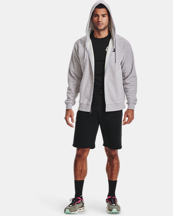φουτερ με κουκουλα Under Armour UA Rival Fleece Full Zip ανδρικα γκρι μαυρα ασπρα | azi2awiCGMs