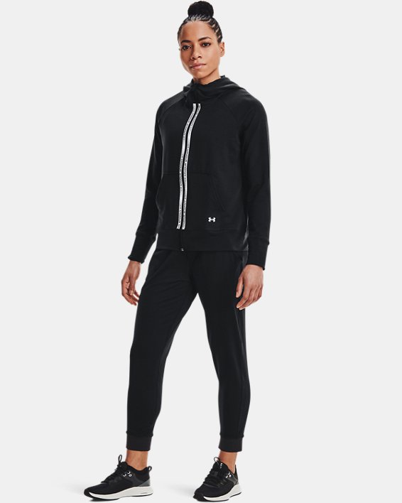 φουτερ με κουκουλα Under Armour UA Rival Terry Taped Full Zip γυναικεια μαυρα / γκρι | cmN1O2FN9I1
