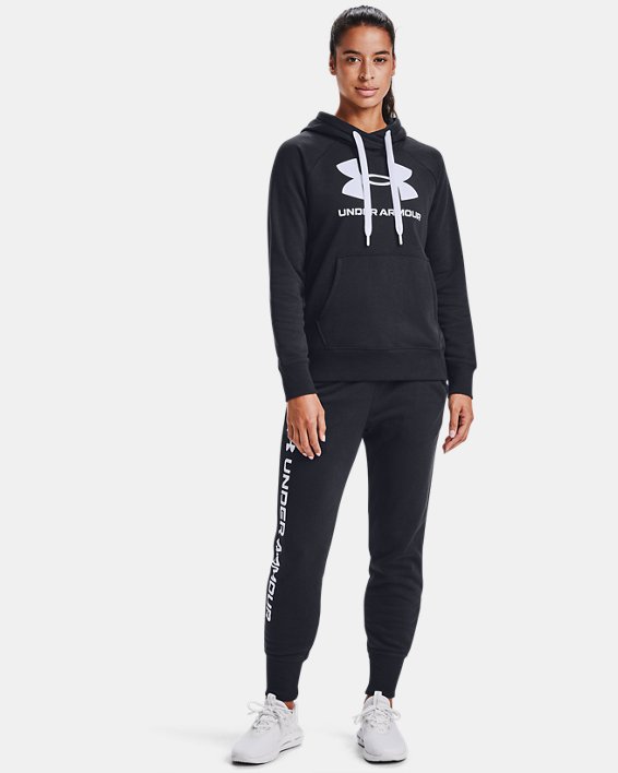 φουτερ με κουκουλα Under Armour UA Rival Fleece Logo γυναικεια μαυρα / ασπρα | kj7fWTyKW7J