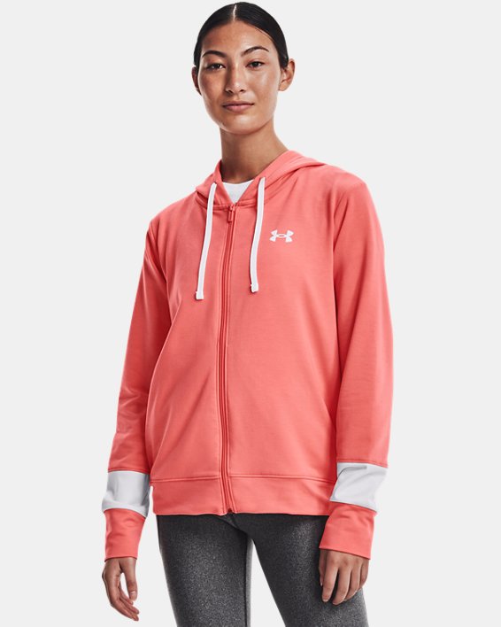 φουτερ με κουκουλα Under Armour UA Rival Terry Colorblock Full-Zip γυναικεια ροζ | nPv2C8k8q6a