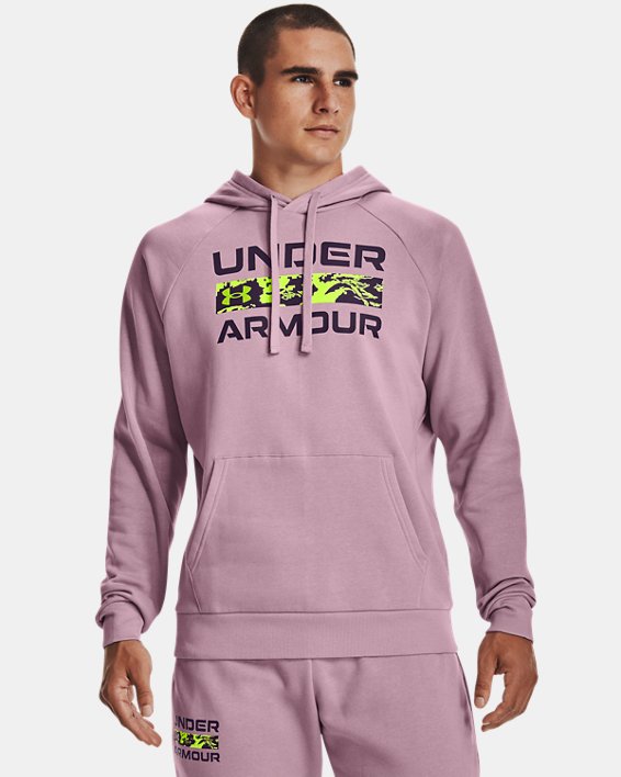 φουτερ με κουκουλα Under Armour UA Rival Fleece Signature Box ανδρικα μωβ ροζ | o44c4vze7ec
