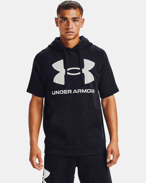 φουτερ με κουκουλα Under Armour UA Rival Fleece Big Logo ανδρικα μαυρα / μαυρα ασπρα | rBdPczu62GU