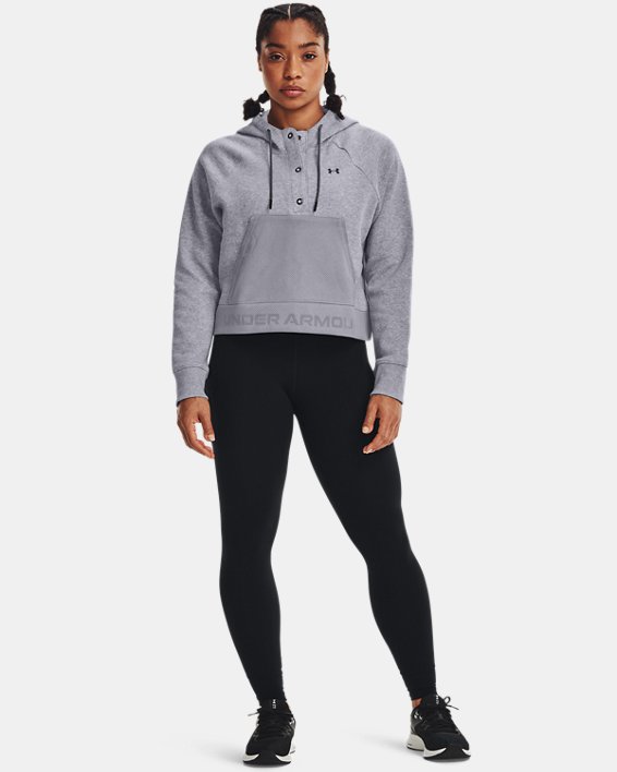 φουτερ με κουκουλα Under Armour UA Rival Fleece Mesh γυναικεια γκρι / μαυρα | rxy6Fzovbwd