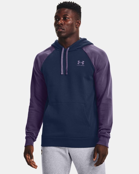 φουτερ με κουκουλα Under Armour UA Rival Fleece Colorblock ανδρικα μωβ | wPlqkhgU5nb