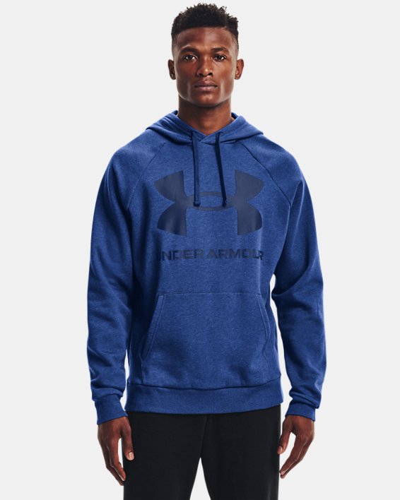 φουτερ με κουκουλα Under Armour UA Rival Fleece Big Logo ανδρικα μπλε μπλε σκουρο | wvGy3EoXhST