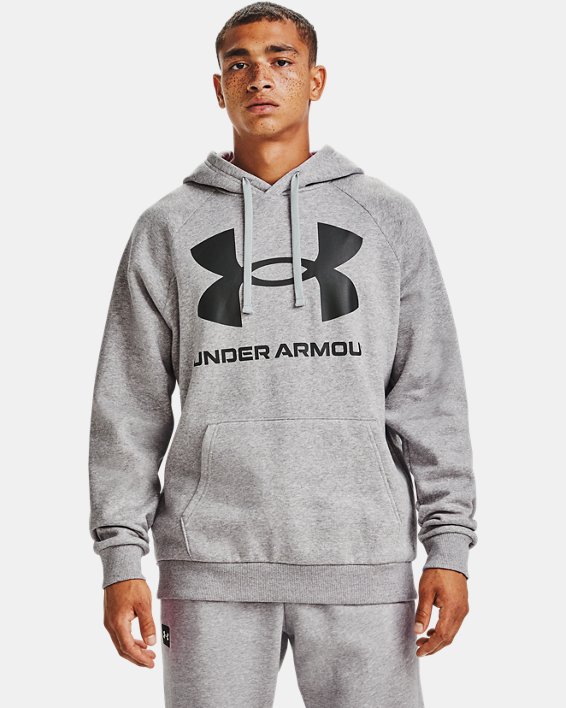 φουτερ με κουκουλα Under Armour UA Rival Fleece Big Logo ανδρικα γκρι μαυρα | ztVqNPSvdmK