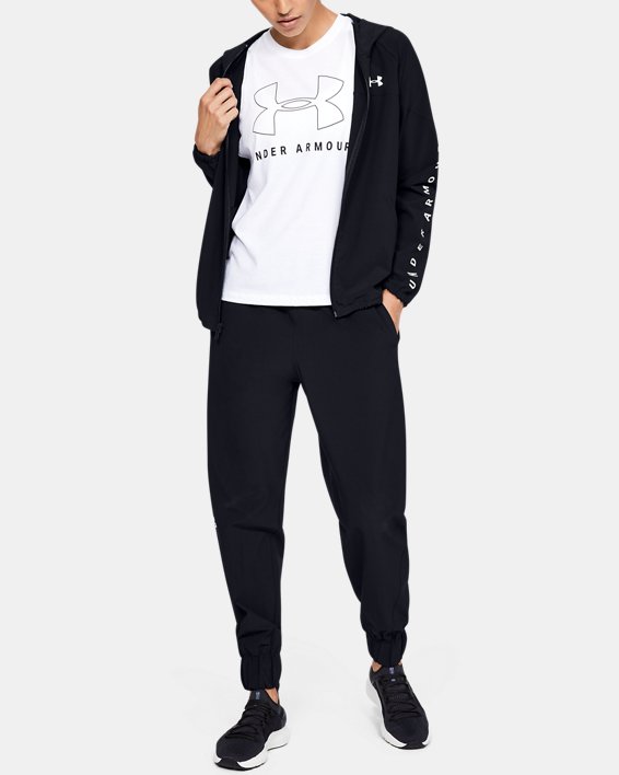 φουτερ με κουκουλα Under Armour UA Woven Branded Full Zip γυναικεια μαυρα / μαυρα ασπρα | u7UNkVg1Z1